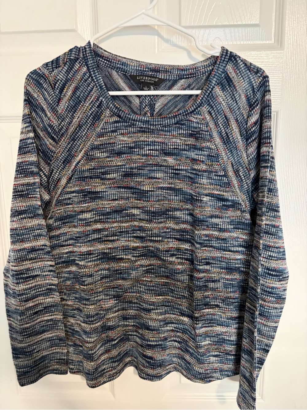 Liverpool Blue Multi-Stripe Crew Neck Sweater